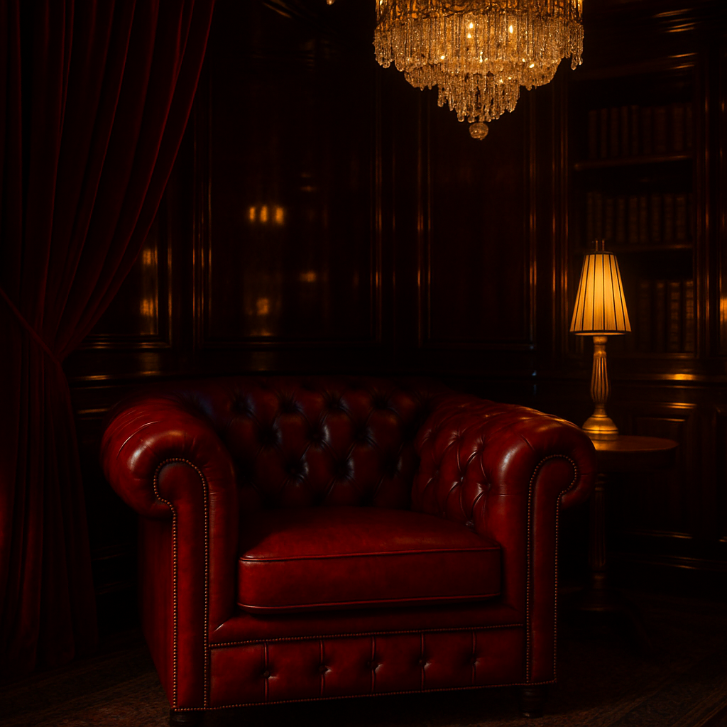 Portrait de Léa sur fauteuil Chesterfield